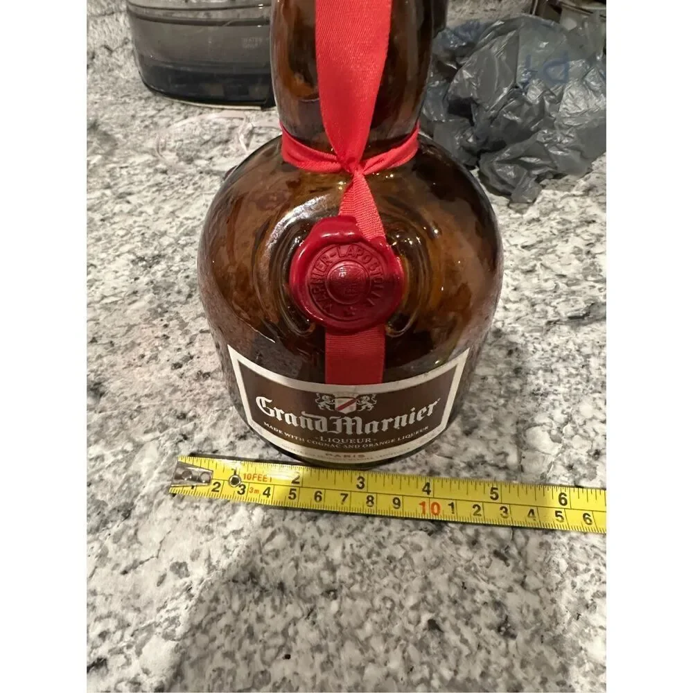 Vintage Grand Marnier Liqueur Amber 750ml Empty Bottle Collectible Size 8 3/4